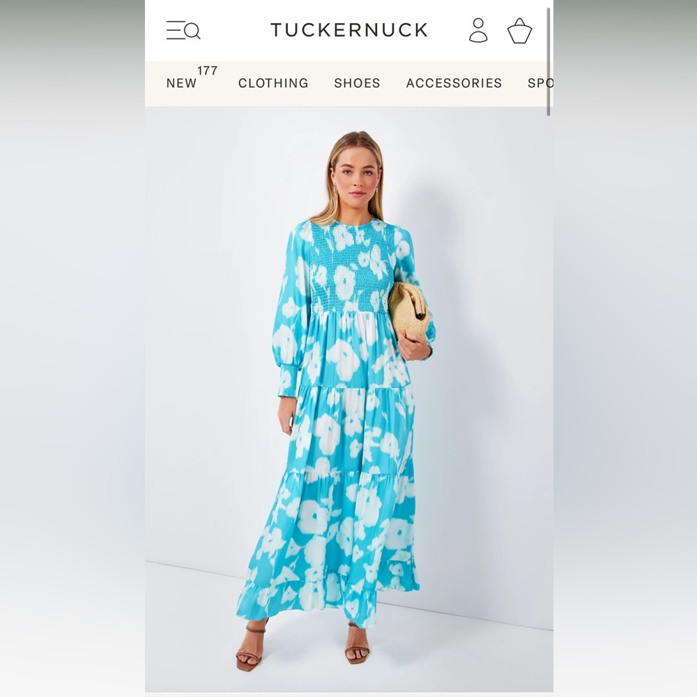Tuckernuck Turquoise Watercolor Floral Libby Dress